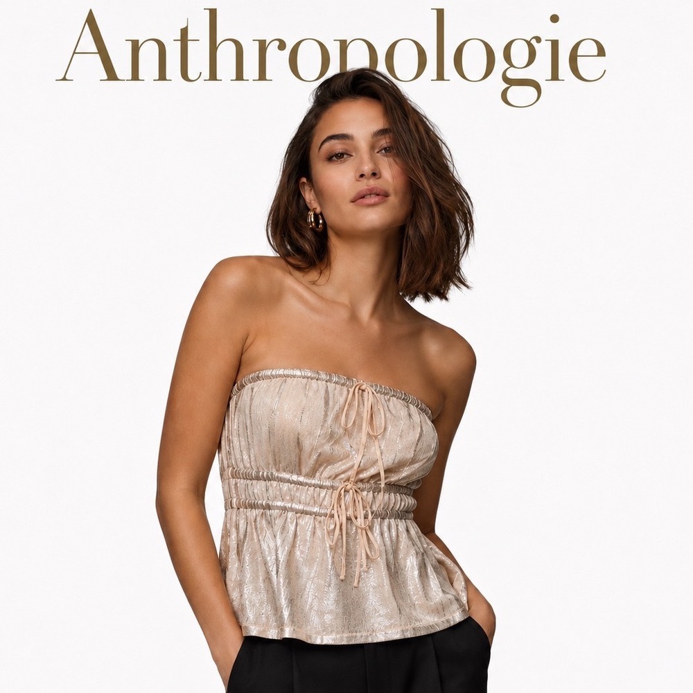 Anthropologie Metallic Strapless Top‎